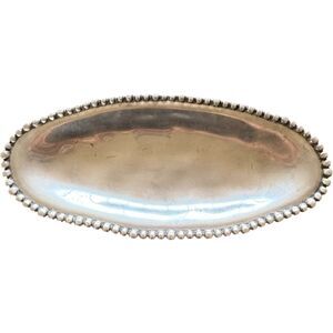 Lenox Organics Collection Bread Tray - Bead Trim Aluminum Serveware Metal 17.75"